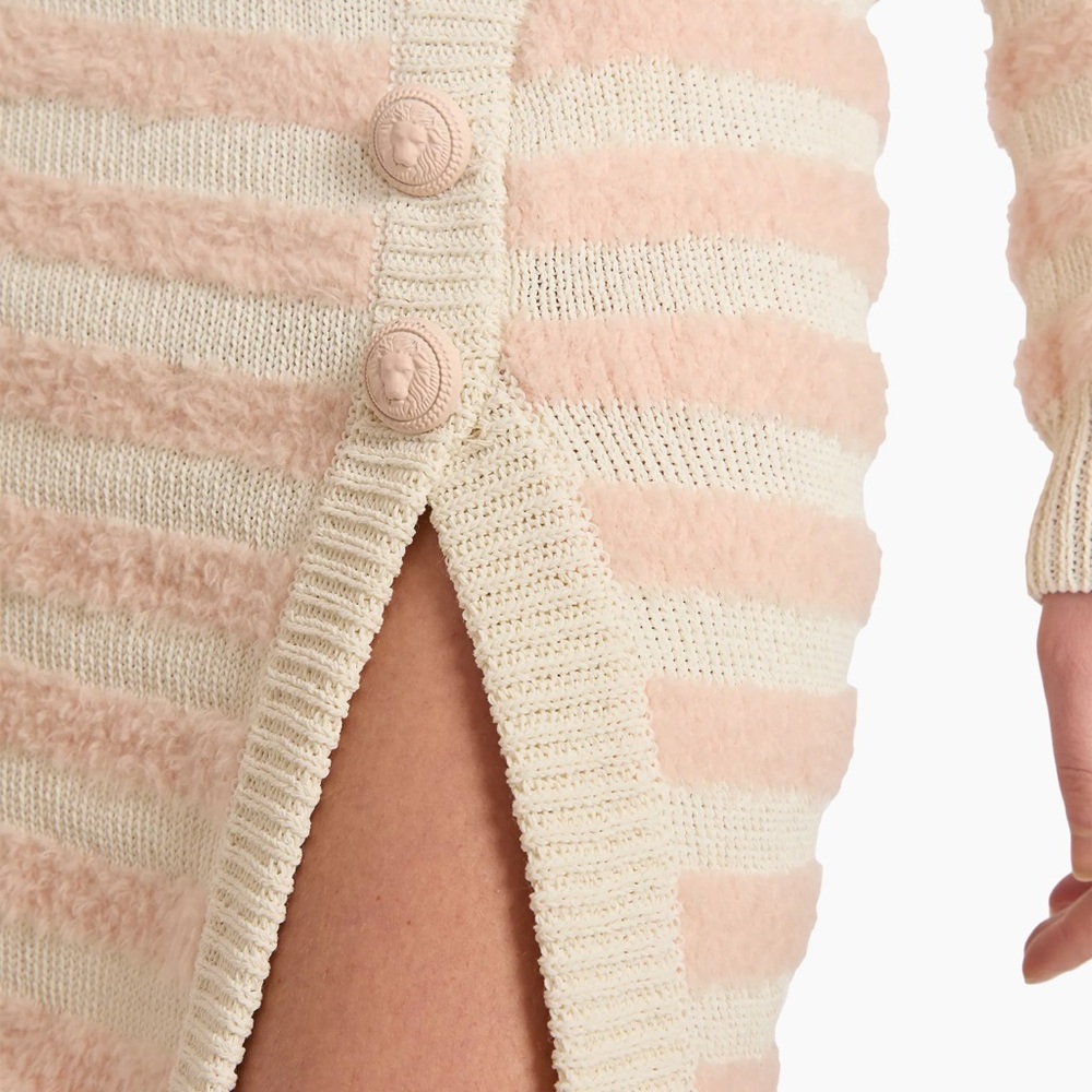 Balmain Fluffy Striped Wool Tweed Mini Skirt - Picture 8 of 11